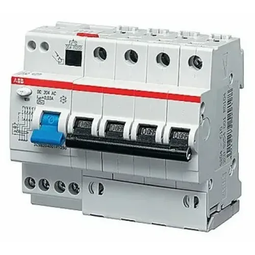DS204 AC-C10/0,03 Дифференциальный автомат 4-полюс. 10A 30mA, тип АC, 6kA, (хар-ка C) ABB 2CSR254001R1104