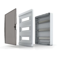 18 модулей  Щит встраиваемый  (прозрачная черная дверца IP41 Tekfor CVK 40-18-1