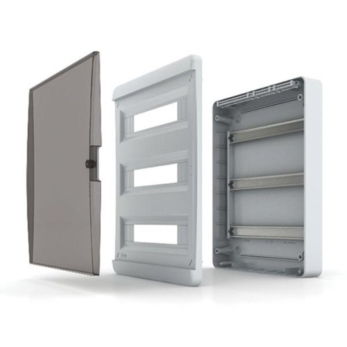 24 модуля Щит встраиваемый Tekfor  IP41 прозрачная черная дверца  BVK 40-24-1