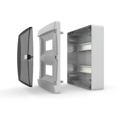 4 модуля  Щит навесной  прозрачная черная дверца IP41 Tekfor UNK 40-04-2 ТЕКФОР