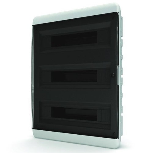 54 модуля Щит встраиваемый Tekfor 54 (3x18) модуля IP41 прозрачная черная дверца  BVK 40-54-1