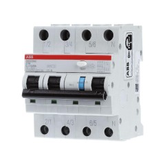 Дифференциальный автомат ABB DS203NC C16А 30mA тип АС 3P+N трехфазный электромеханический 6кА (дифавтомат, АВДТ) 2CSR256040R1164