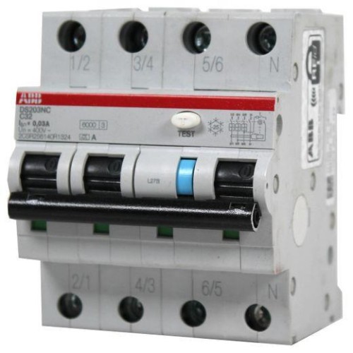 Дифференциальный автомат ABB DS203NC C32А 300mA тип АС 3P+N трехфазный электромеханический 6кА (дифавтомат, АВДТ) 2CSR256040R3324