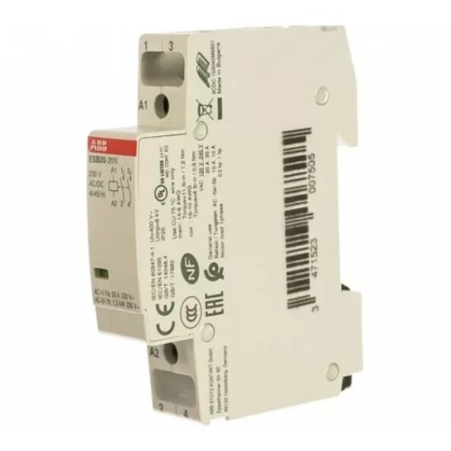 ABB Контактор ESB20-20N-01 модульный (20А АС-1, 2НО), катушка 24В AC/DC