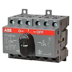 Реверсивный рубильник OT25F3C до 25A 3х полюсный для установки на DIN-рейку или плату (c ручкой) (выключатель нагрузки) 1SCA104863R1001