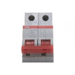 Рубильник модульный ABB 2П 32А рычаг красный SD202/32 (выключатель нагрузки) 2CDD282101R0032