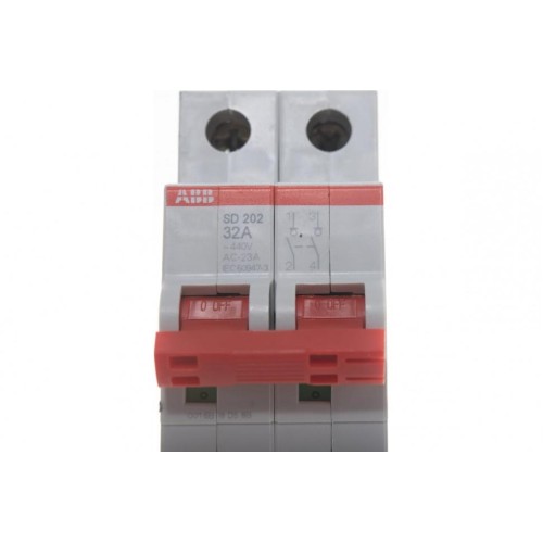 ABB SD202 Рубильник 2P 32A рычаг красный