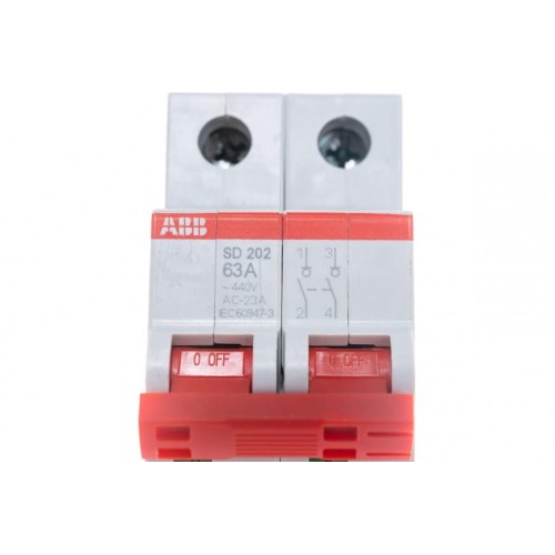 ABB SD202 Рубильник 2P 63A рычаг красный
