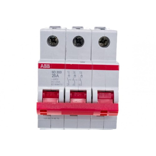ABB SD203 Рубильник 3P 25A рычаг красный