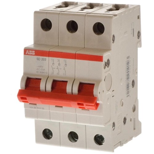 ABB SD203 Рубильник 3P 32A рычаг красный