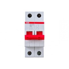 Рубильник модульный ABB 2П 16А рычаг красный однофазный SHD202/16 (выключатель нагрузки) 2CDD272111R0016