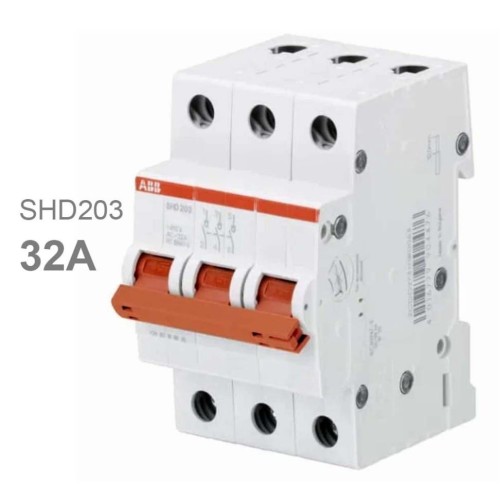 ABB SHD203 Рубильник 3P 32A рычаг красный