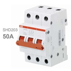 Рубильник модульный ABB 3П 50А рычаг красный трехфазный SHD203/50 (выключатель нагрузки) 2CDD273111R0050