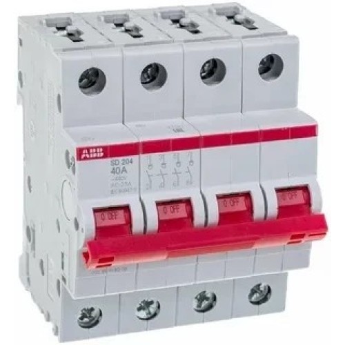 ABB SHD204 Рубильник 4P 40A рычаг красный