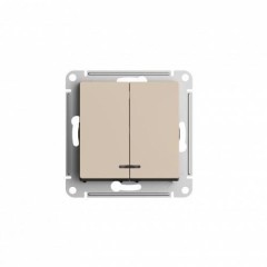 ATLASDESIGN 2-клавишный ВЫКЛЮЧАТЕЛЬ с подсветкой, сх.5а, 10АХ, мех., ПЕСОЧНЫЙ, ATN001253
