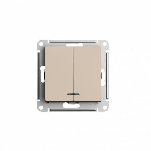 ATLASDESIGN 2-клавишный ВЫКЛЮЧАТЕЛЬ с подсветкой, сх.5а, 10АХ, мех., ПЕСОЧНЫЙ, ATN001253