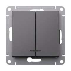 ATLASDESIGN 2-клавишный ВЫКЛЮЧАТЕЛЬ с подсветкой, сх.5а, 10АХ, механизм, БАЗАЛЬТ, ATN001453