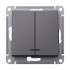 ATLASDESIGN 2-клавишный ВЫКЛЮЧАТЕЛЬ с подсветкой, сх.5а, 10АХ, механизм, БАЗАЛЬТ, ATN001453