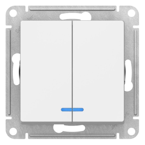 ATLASDESIGN 2-клавишный ВЫКЛЮЧАТЕЛЬ с подсветкой, сх.5а, 10АХ, механизм, БЕЛЫЙ, ATN000153