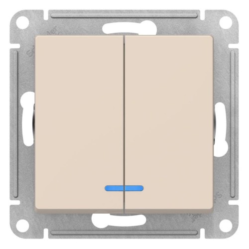 ATLASDESIGN 2-клавишный ВЫКЛЮЧАТЕЛЬ с подсветкой, сх.5а, 10АХ, механизм, БЕЖЕВЫЙ, ATN000253
