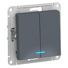 ATLASDESIGN 2-клавишный ВЫКЛЮЧАТЕЛЬ с подсветкой, сх.5а, 10АХ, механизм, ГРИФЕЛЬ, ATN000753