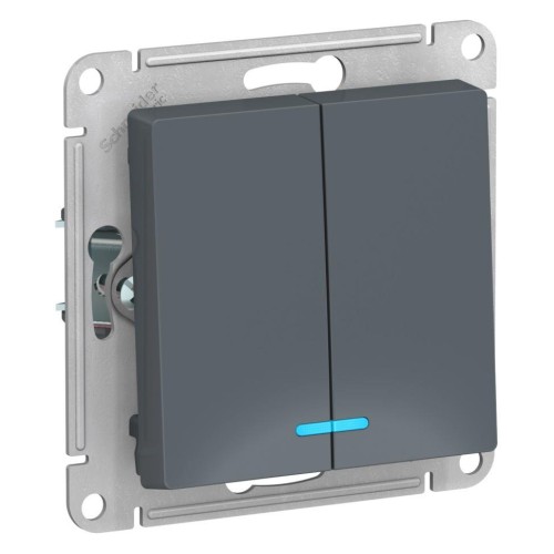ATLASDESIGN 2-клавишный ВЫКЛЮЧАТЕЛЬ с подсветкой, сх.5а, 10АХ, механизм, ГРИФЕЛЬ, ATN000753