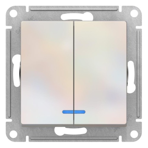 ATLASDESIGN 2-клавишный ВЫКЛЮЧАТЕЛЬ с подсветкой, сх.5а, 10АХ, механизм, ЖЕМЧУГ, ATN000453
