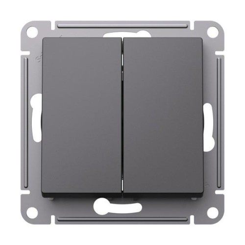 ATLASDESIGN 2-клавишный ВЫКЛЮЧАТЕЛЬ, сх.5, 10АХ, механизм, БАЗАЛЬТ, ATN001451