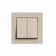 ATLASDESIGN 2-клавишный ВЫКЛЮЧАТЕЛЬ, сх.5, 10АХ, в сборе, ПЕСОЧНЫЙ, ATN001252