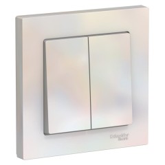 ATLASDESIGN 2-клавишный ВЫКЛЮЧАТЕЛЬ, сх.5, 10АХ, в сборе, ЖЕМЧУГ, ATN000452