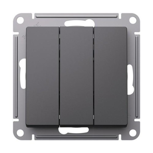 ATLASDESIGN 3-клавишный ВЫКЛЮЧАТЕЛЬ, сх.1+1+1, 10АХ, механизм, БАЗАЛЬТ, ATN001431