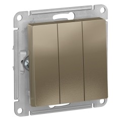 ATLASDESIGN 3-клавишный ВЫКЛЮЧАТЕЛЬ, сх.1+1+1, 10АХ, механизм, ШАМПАНЬ, ATN000531