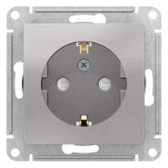 ATLASDESIGN AQUA РОЗЕТКА с заз. со шт. с прозрач. крышк, 16А,IP44, мех,АЛЮМИНИЙ, ATN440346