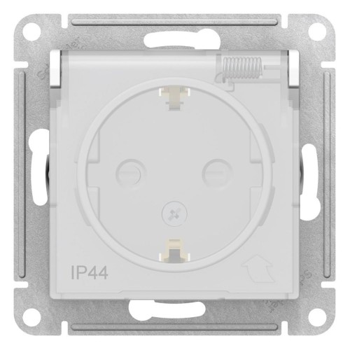ATLASDESIGN AQUA РОЗЕТКА с заземлением  со шторками с крышкой, 16А, IP44, механизм, БЕЛЫЙ, ATN440146