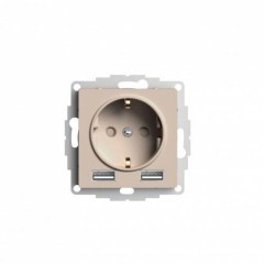 ATLASDESIGN РОЗЕТКА 16А c 2 USB A+A, 5В/2,4А, 2х5В/1,2А, механизм, ПЕСОЧНЫЙ, ATN001230