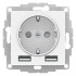 ATLASDESIGN РОЗЕТКА 16А с 2 USB A+A, 5В/2,4А, 2х5В/1,2А, механизм, ЛОТОС, ATN001330
