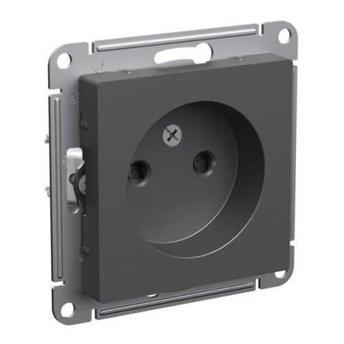 ATLASDESIGN РОЗЕТКА без заземления со шторками, 16А, механизм, БАЗАЛЬТ, ATN001449