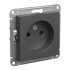ATLASDESIGN РОЗЕТКА без заземления со шторками, 16А, механизм, БАЗАЛЬТ, ATN001449