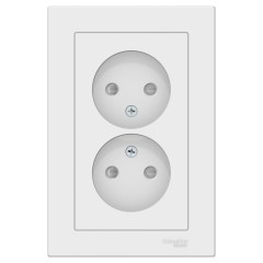 ATLASDESIGN РОЗЕТКА двойная без заземления со шторками,16А, в сборе, БЕЛЫЙ, ATN000122