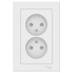 ATLASDESIGN РОЗЕТКА двойная без заземления со шторками,16А, в сборе, ЛОТОС, ATN001322