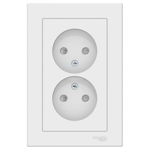 ATLASDESIGN РОЗЕТКА двойная без заземления со шторками,16А, в сборе, ЛОТОС, ATN001322