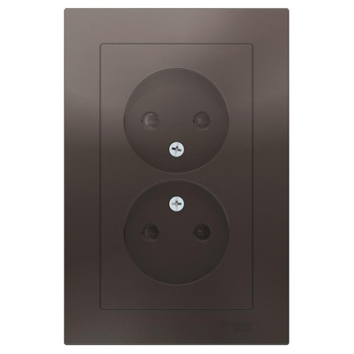 ATLASDESIGN РОЗЕТКА двойная без заземления со шторками,16А, в сборе, МОККО, ATN000622