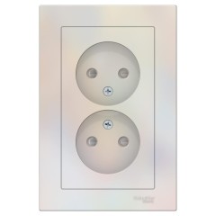 ATLASDESIGN РОЗЕТКА двойная без заземления со шторками,16А, в сборе, ЖЕМЧУГ, ATN000422