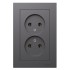 ATLASDESIGN РОЗЕТКА двойная без заземления,16А, в сборе, БАЗАЛЬТ, ATN001420