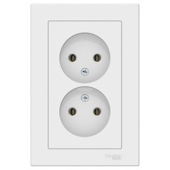 ATLASDESIGN РОЗЕТКА двойная без заземления,16А, в сборе, ЛОТОС, ATN001320