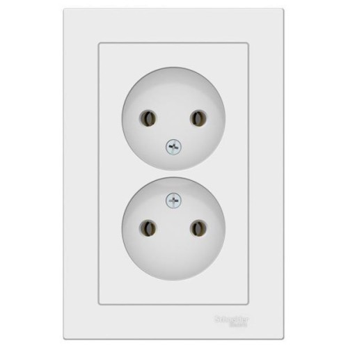 ATLASDESIGN РОЗЕТКА двойная без заземления,16А, в сборе, ЛОТОС, ATN001320