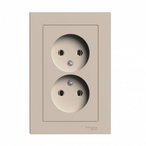 ATLASDESIGN РОЗЕТКА двойная без заземления,16А, в сборе, ПЕСОЧНЫЙ, ATN001220
