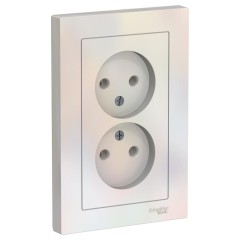 ATLASDESIGN РОЗЕТКА двойная без заземления,16А, в сборе, ЖЕМЧУГ, ATN000420