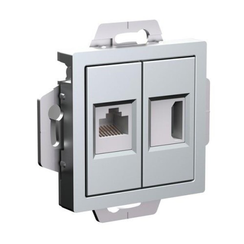 ATLASDESIGN РОЗЕТКА двойная HDMI+RJ45, кат.5Е, механизм, АЛЮМИНИЙ, ATN000382