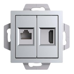 ATLASDESIGN РОЗЕТКА двойная HDMI+RJ45, кат.5Е, механизм, АЛЮМИНИЙ, ATN000382